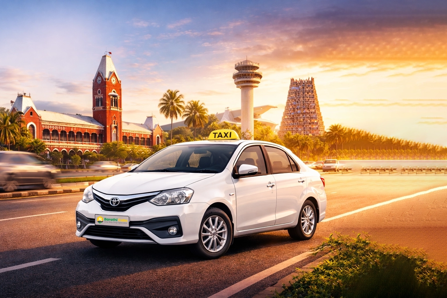 Barathi Cabs One Way Taxi Service in Tiruvannamalai – Airport Pickup & Drop Cab cab – Swift Dzire • Toyota Etios • Honda Amaze